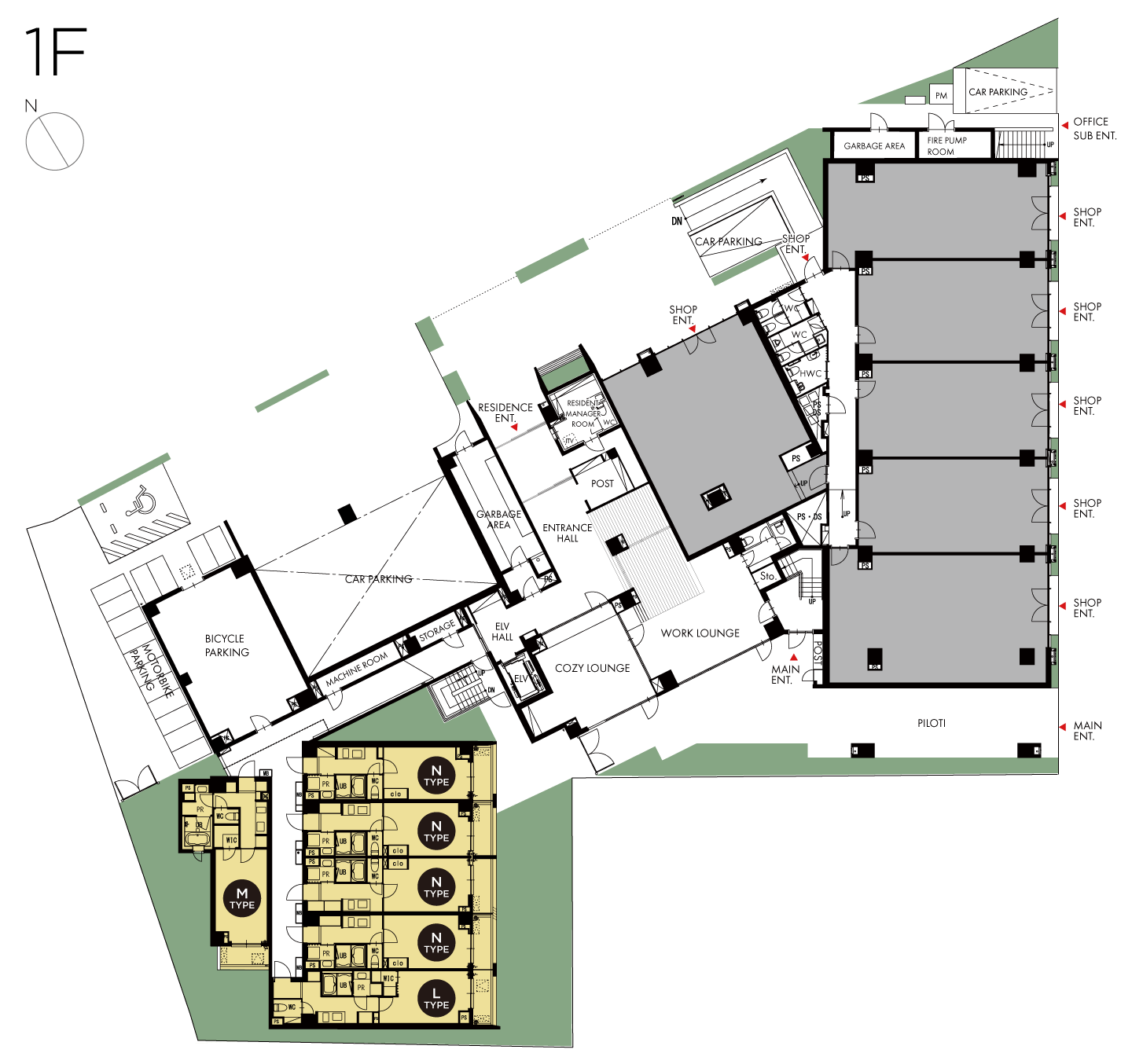 賃貸複合施設CONTRAL nakameguro（コントラル中目黒）の1階図面