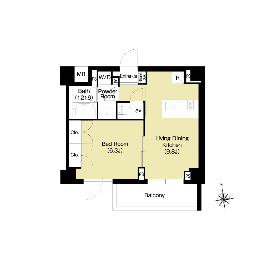 賃貸複合施設CONTRAL nakameguro（コントラル中目黒）のFタイプ図面